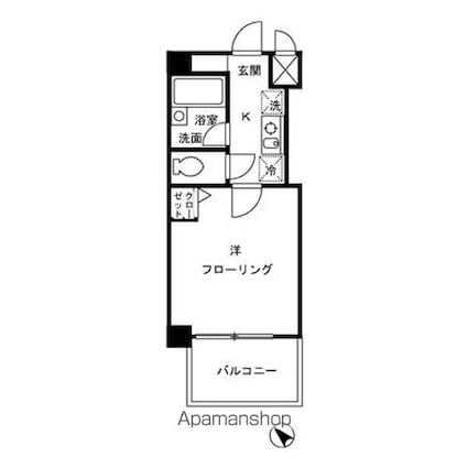 クレール中台[1K/20.04m2]の間取図
