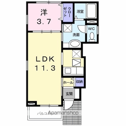 東京都昭島市宮沢町１丁目[1LDK/37.13m2]の間取図