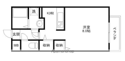 グランパルク[1R/30.39m2]の間取図