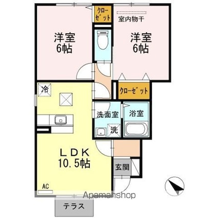 コンフォート東川口　Ｂ棟[2LDK/51.15m2]の間取図