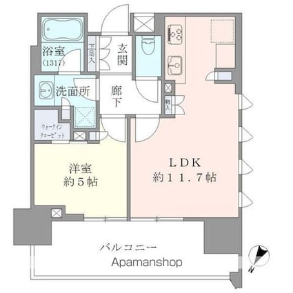 Ｂｒｉｌｌｉａ品川Ｃａｎａｌ　Ｓｉｄｅ[1LDK/42.08m2]の間取図