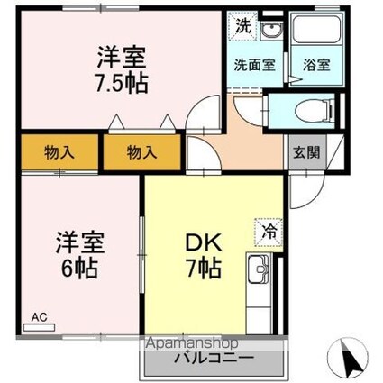 セジュール加茂[2DK/48.57m2]の間取図