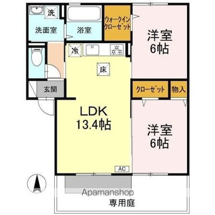 メゾン・デュ・ヴェルジェ[2LDK/59.07m2]の間取図