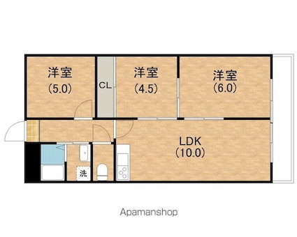 滋賀県長浜市公園町[3LDK/57.24m2]の間取図