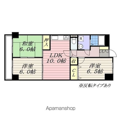 千葉県千葉市稲毛区小中台町[3LDK/66.37m2]の間取図