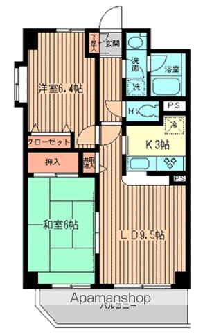 国立市谷保のマンションの間取り