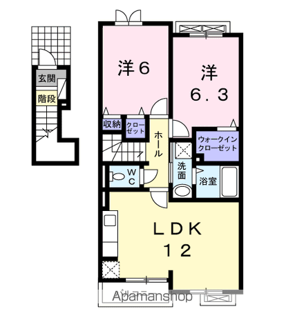 【岐阜市又丸町畑のアパートの間取り】