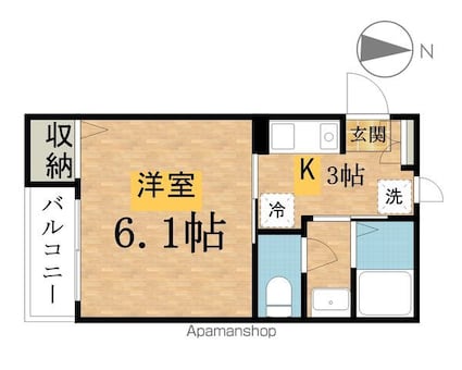 グランルミエール[1K/21.75m2]の間取図