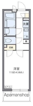 クレイノ柏桜館Ⅱ[1K/22.2m2]の間取図
