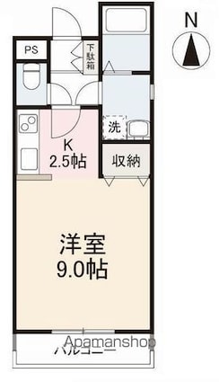 香川県高松市東山崎町[1K/27.82m2]の間取図