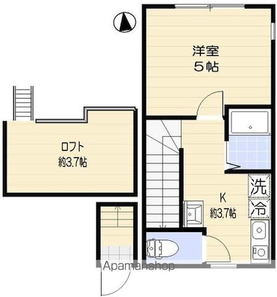 アオアクア浜田山[1K/21.52m2]の間取図