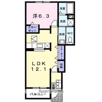 サンリット　ヒル　Ⅱ[1LDK/45.25m2]の間取図