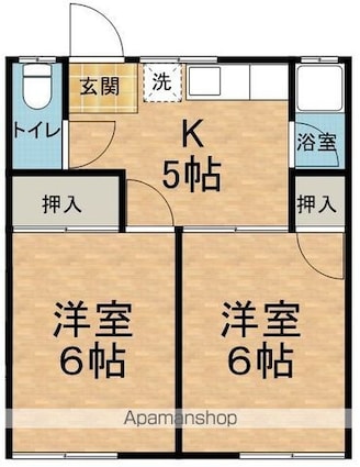 藤ハイツ[2K/34.65m2]の間取図