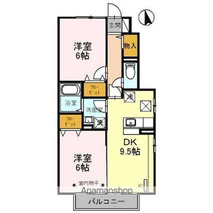 アベンシス[2DK/50.8m2]の間取図