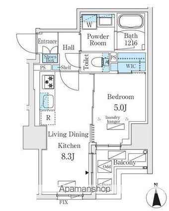 ジオエント秋葉原[1LDK/33.29m2]の間取図