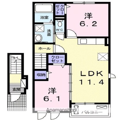 シエル　ブルー[2LDK/55.86m2]の間取図