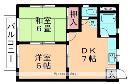 須藤第６マンション[2DK/39.53m2]の間取図