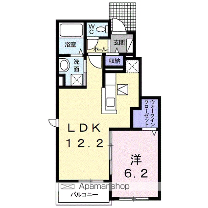 ルーダ宮前[1LDK/45.19m2]の間取図