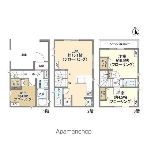 常磐線 北千住駅 徒歩11分 3階建 築4年の間取り写真