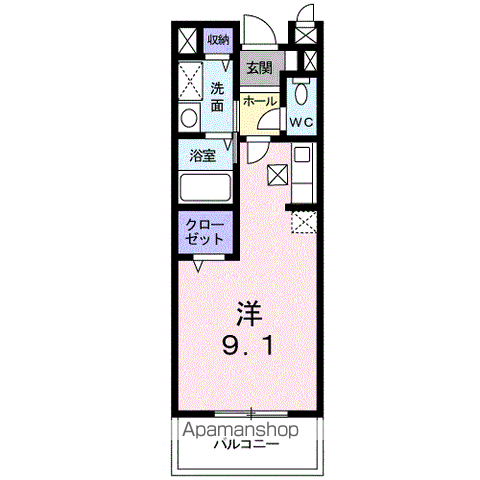 和歌山市野崎のアパートの間取り