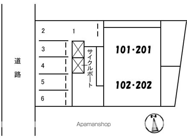 カルムハイツ[1LDK/45.42m2]の配置図
