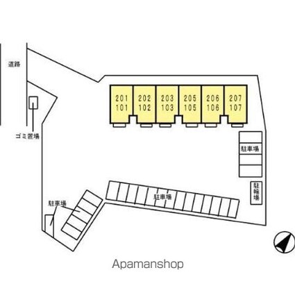 セジュールＴＯＪＩＫＩ[2DK/48.79m2]の配置図