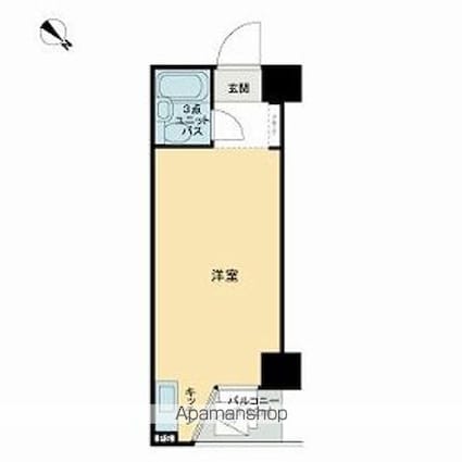 赤坂キャステール[1R/19.13m2]の間取図
