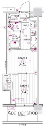 ガーラ・プレシャス四ツ木[2K/25.51m2]の間取図