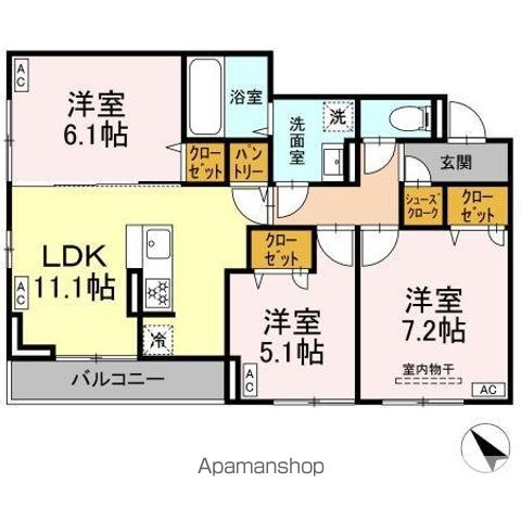 DーROOM都賀2丁目IIーA棟の間取り写真