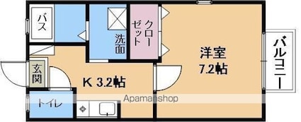 プリシェールキャッスルＡ棟Ｂ棟[1K/26.42m2]の間取図