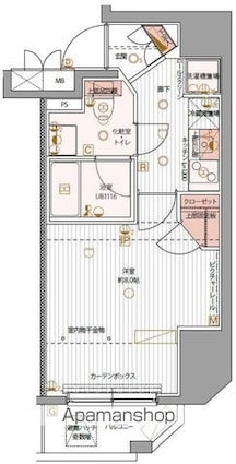 パティーナ上野[1K/25.59m2]の間取図