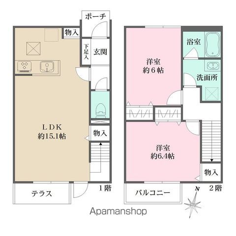 杉並区上井草のテラスの間取り