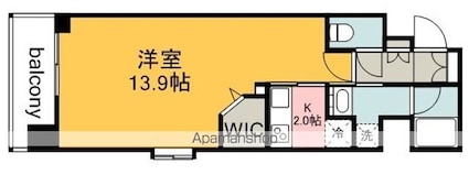 広島県広島市中区鉄砲町[1K/40m2]の間取図