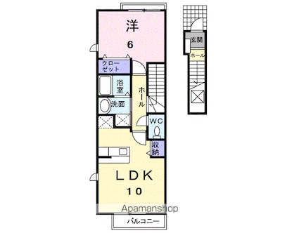 熊本県人吉市西間上町[1LDK/42.37m2]の間取図