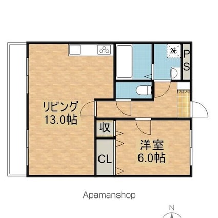 カシマハイアットⅡ[1LDK/47.26m2]の間取図