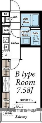 リスブロン北四番丁[1K/24.63m2]の間取図