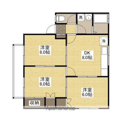 広島県広島市安佐北区可部東２丁目[3DK/55.53m2]の間取図
