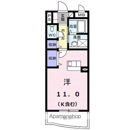 愛媛県新居浜市徳常町[1R/30.5m2]の間取図