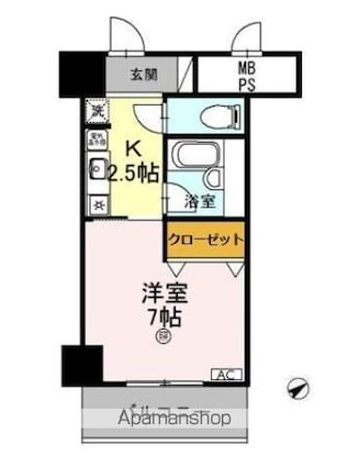 サンタウン竹鼻　Ａ[1K/25.2m2]の間取図