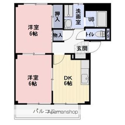 Ｓｕｒｐｌｕｓ　Ｌｅｓｔ[2DK/44.2m2]の間取図