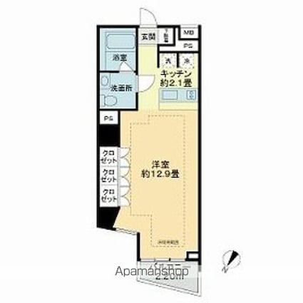 セルフィスタ渋谷[1R/37.25m2]の間取図