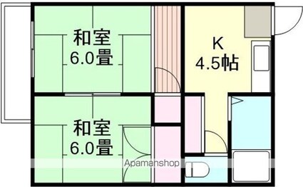 岡山県倉敷市亀山[2K/35.51m2]の間取図