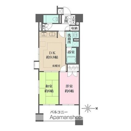 パークハウス新中野ディーセント[2DK/52.8m2]の間取図