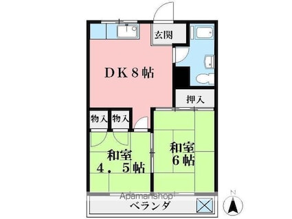 マンション高千穂[2DK/38.9m2]の間取図
