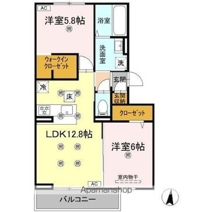 クランツ北井門Ａ[2LDK/57.16m2]の間取図