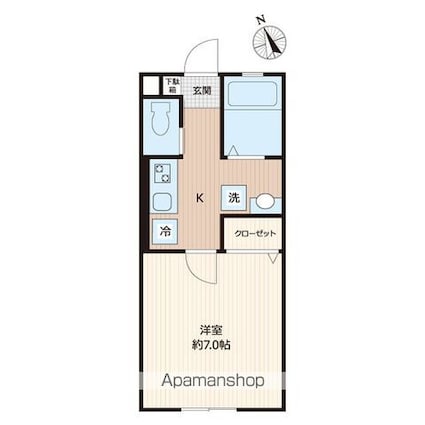 レミオパレス稲毛[1K/23.92m2]の間取図