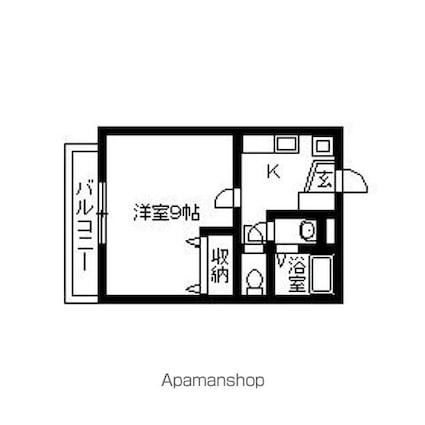 Ｅｖｅｒ　Ｇｒｅｅｎ　６６[1K/28.98m2]の間取図