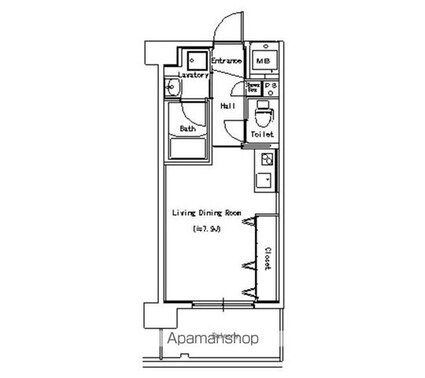 エスポアール泉[1R/24.99m2]の間取図