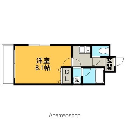 エスペランス白木原[1K/25.5m2]の間取図