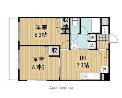 東京都杉並区阿佐谷北６丁目[2DK/40.54m2]の間取図